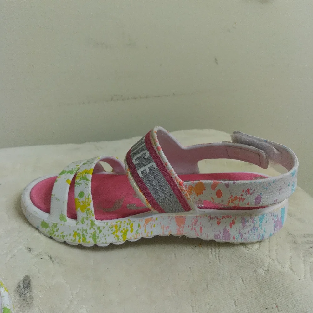 JUSTICE Kids Sandals - Pink and Green Size 13 - 7 Inches Inside